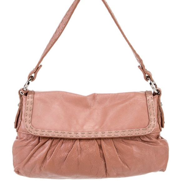 Fendi selleria flap rose iridescent gold Shoulder Bag beige leather handbag bag - Picture 2 of 3